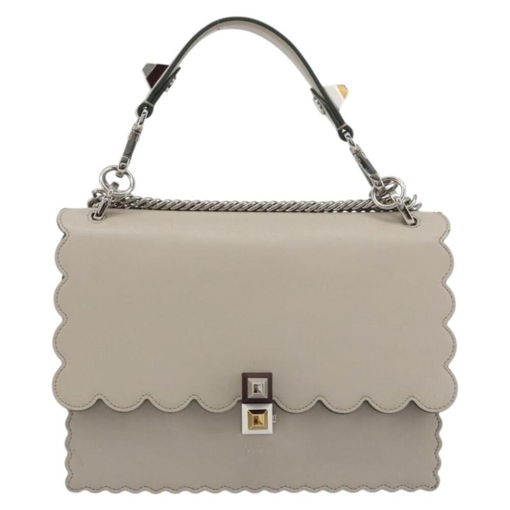 Fendi Kan I Leather Gray Leather Shoulder Bag Bag